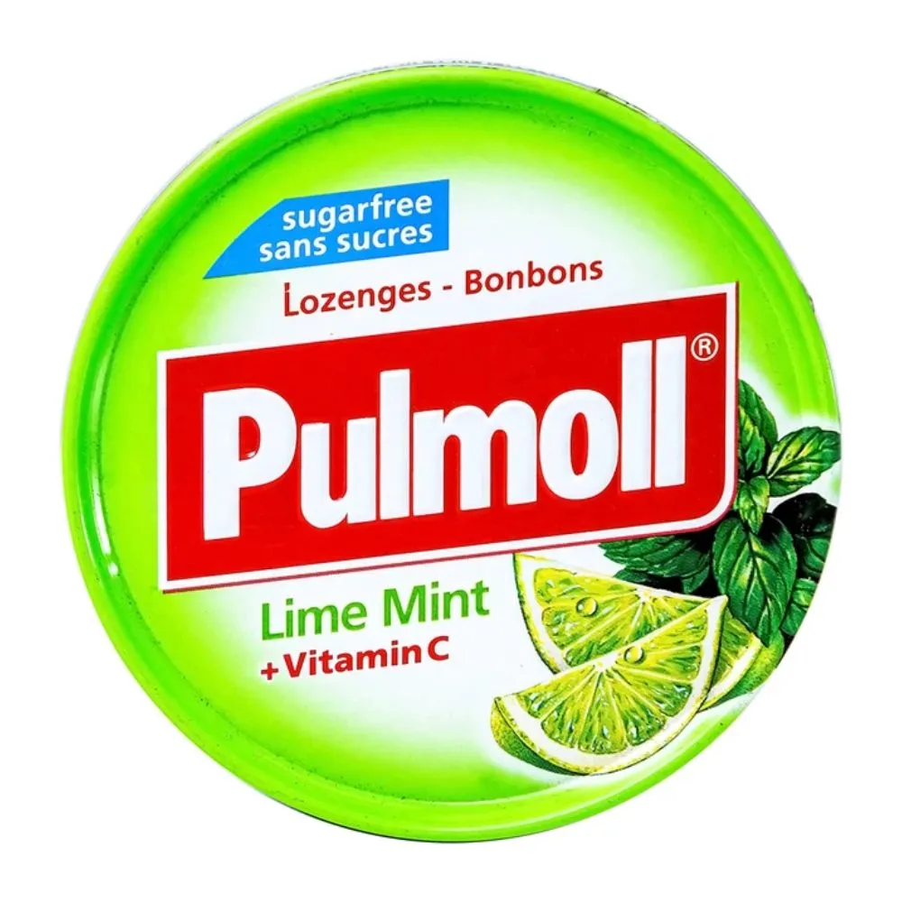 Kẹo ngậm không đường Pulmoll Lime Mint vị chanh bạc hà hỗ trợ bổ sung vitamin C cho cơ thể (45g)