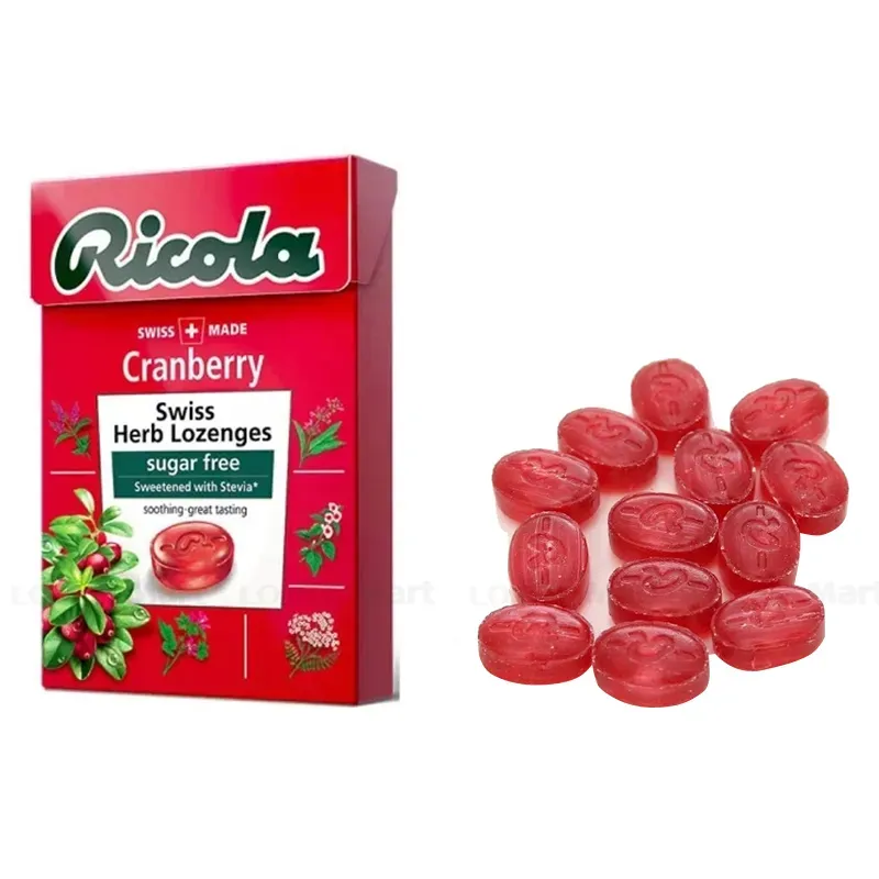 Kẹo ngậm không đường Ricola Cranberry hỗ trợ thông cổ, mát họng, giảm ho (40g) 2