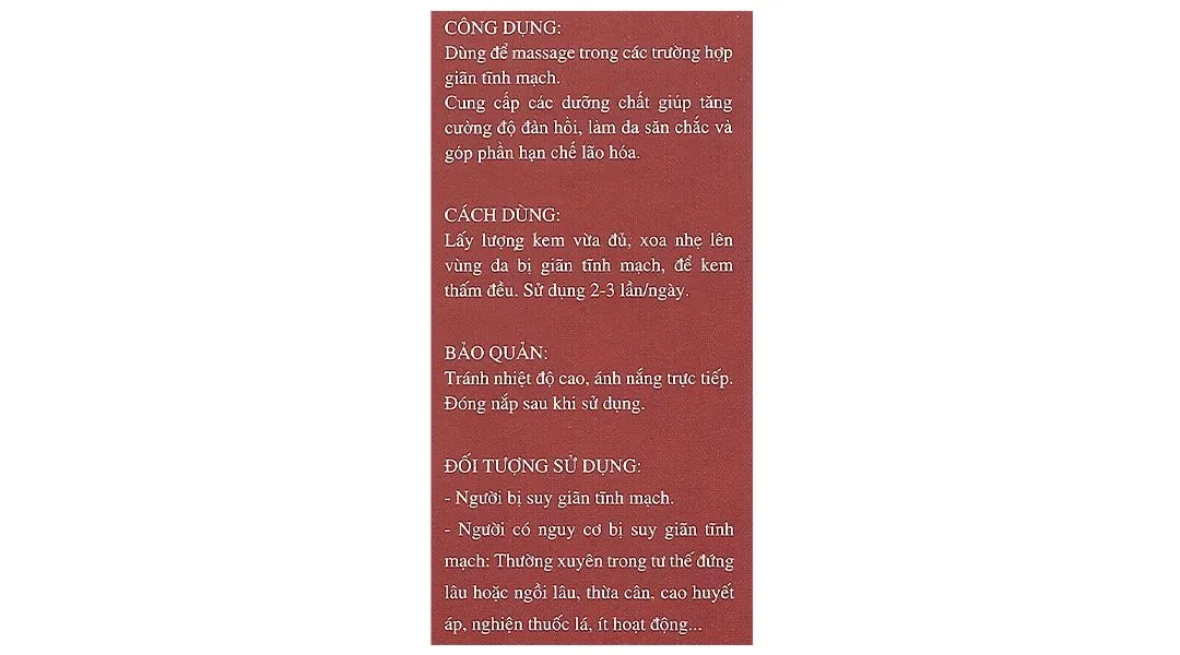 Kem Bôi Giãn Tĩnh Mạch Vascovein Tuýp/50Gam 6