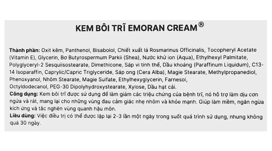 Kem Bôi Trĩ Emoran Tuýp/30Ml 12