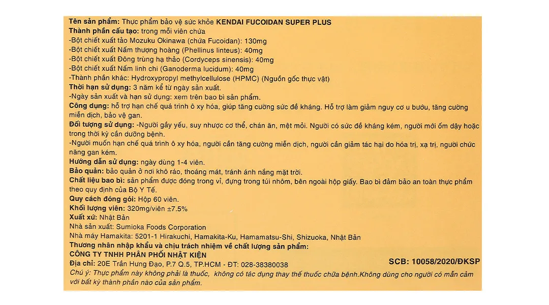 Kendai Fucoidan Super Plus hộp 60 viên 6