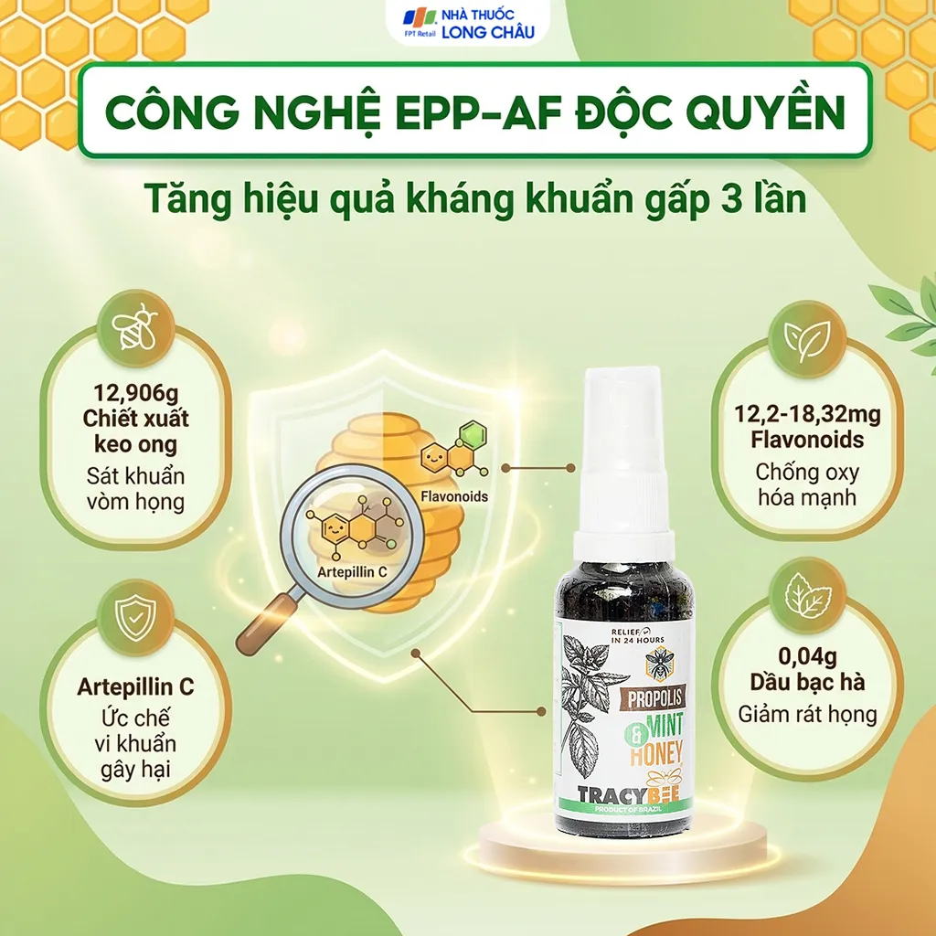 KEO ONG GIÚP GIẢM VIÊM HỌNG TRACYBEE PROPOLIS MINTHONEY 30ML 3