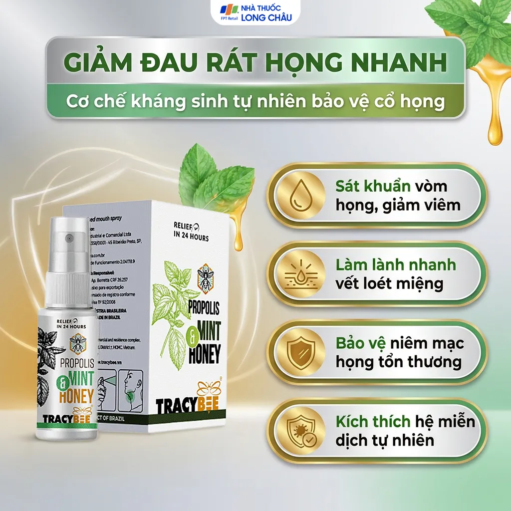 KEO ONG GIÚP GIẢM VIÊM HỌNG TRACYBEE PROPOLIS MINTHONEY 30ML 4