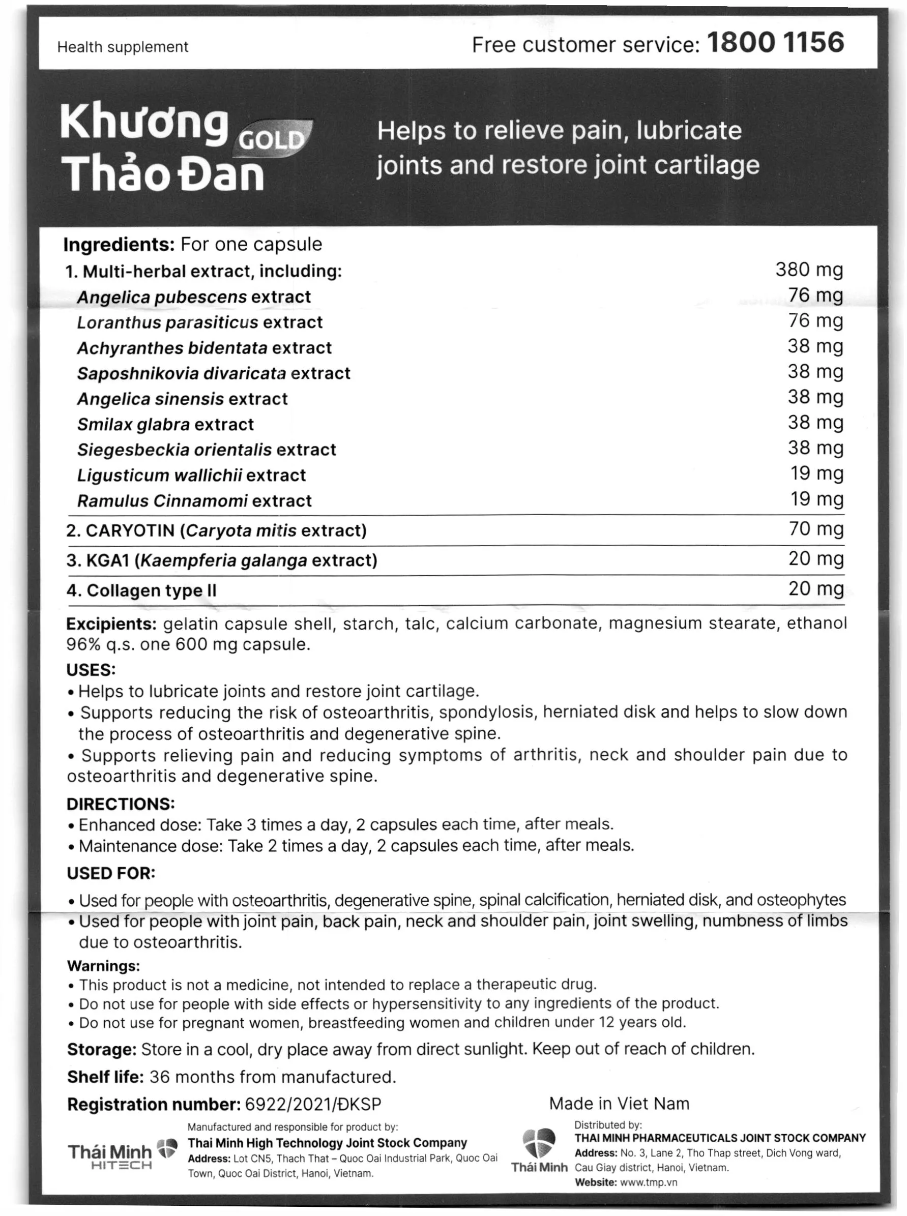 Khương Thảo Đan Gold giúp giảm triệu chứng thoái hóa khớp lọ 120 viên 17