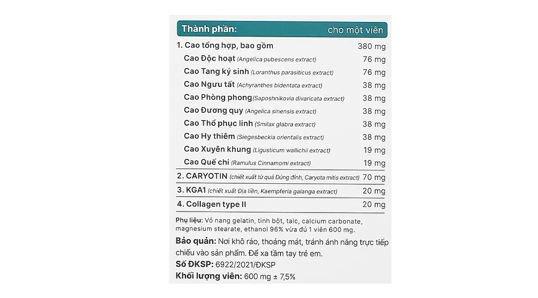 Khương Thảo Đan Gold giúp giảm triệu chứng thoái hóa khớp lọ 120 viên 24