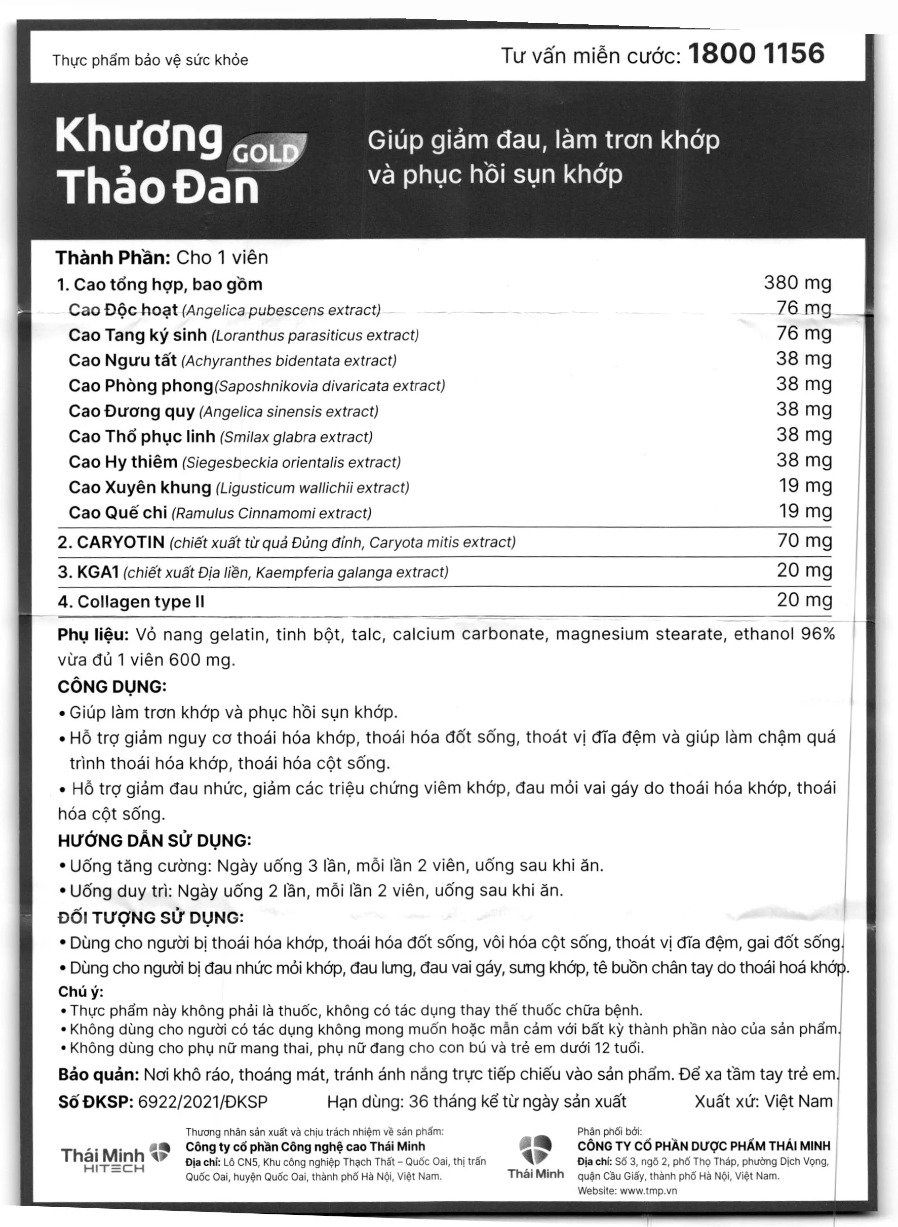 Khương Thảo Đan Gold giúp giảm triệu chứng thoái hóa khớp lọ 120 viên 34