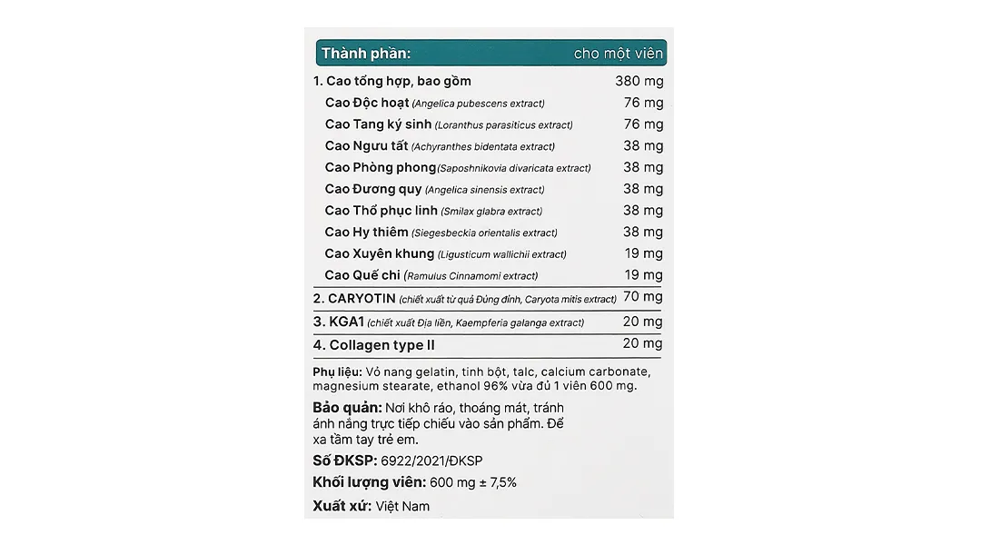 Khương Thảo Đan Gold giúp giảm triệu chứng thoái hóa khớp lọ 120 viên 7