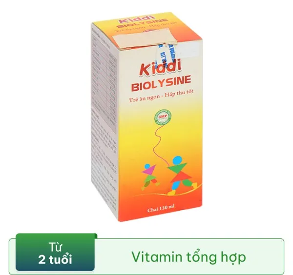 Dung dịch uống Kiddi Biolysine giúp ăn ngon miệng, tăng cường hấp thu chai 120ml