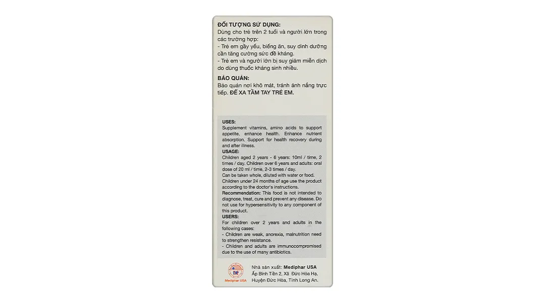 Dung dịch uống Kiddi Biolysine giúp ăn ngon miệng, tăng cường hấp thu chai 120ml 5