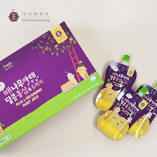 Kim's Red Ginseng Pear & Red Ginseng Sweet Juice - Hồng sâm lê hoa chuông thượng hạng cho trẻ em (20 gói x 60ml)