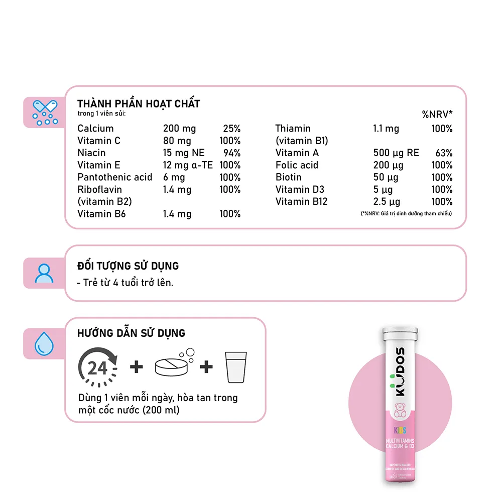 Kudos Kids (20 viên) bổ sung calci và vitamin cho trẻ em 3