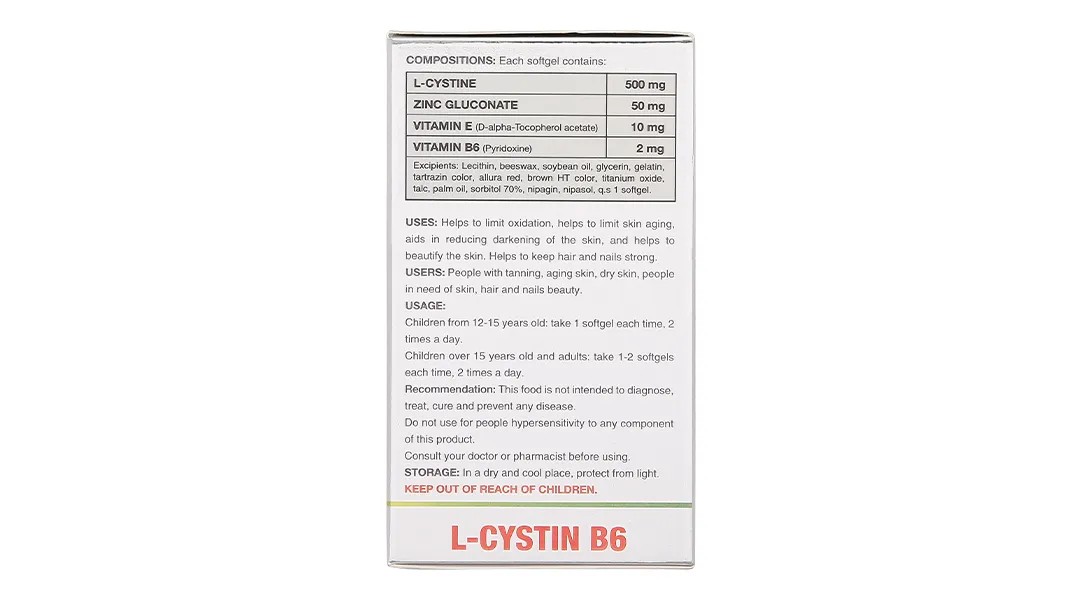 L-Cystin B6 làm đẹp da, tóc, móng hộp 60 viên 6