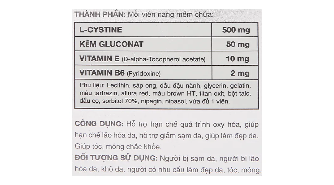 L-Cystin B6 làm đẹp da, tóc, móng hộp 60 viên 7