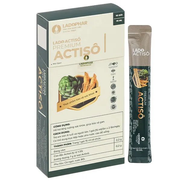 Lado Actisô Premium Actisô hỗ trợ bảo vệ gan hộp 10 gói x 15ml