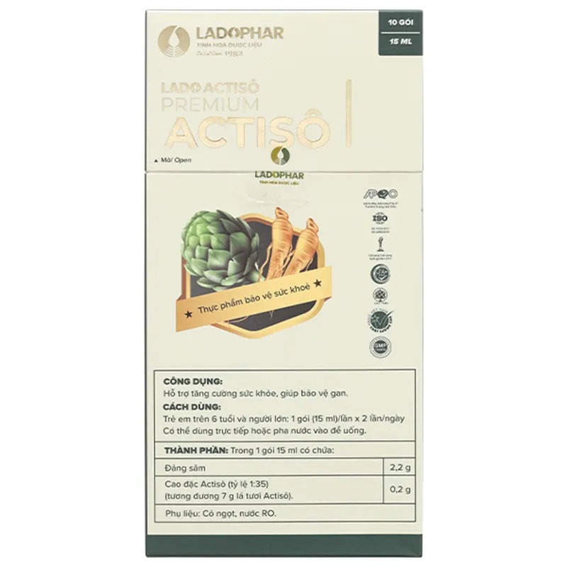 Lado Actisô Premium Actisô hỗ trợ bảo vệ gan hộp 10 gói x 15ml 2