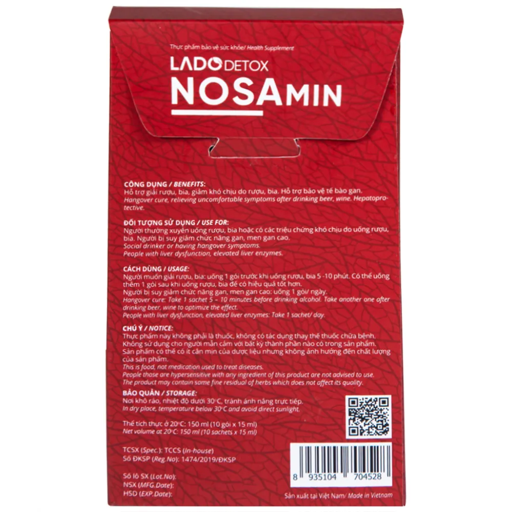 LADODETOX NOSAMIN 10 GÓI X 15ML - HỖ TRỢ GIẢI RƯỢU, BIA, BẢO VỆ TẾ BÀO GAN 13