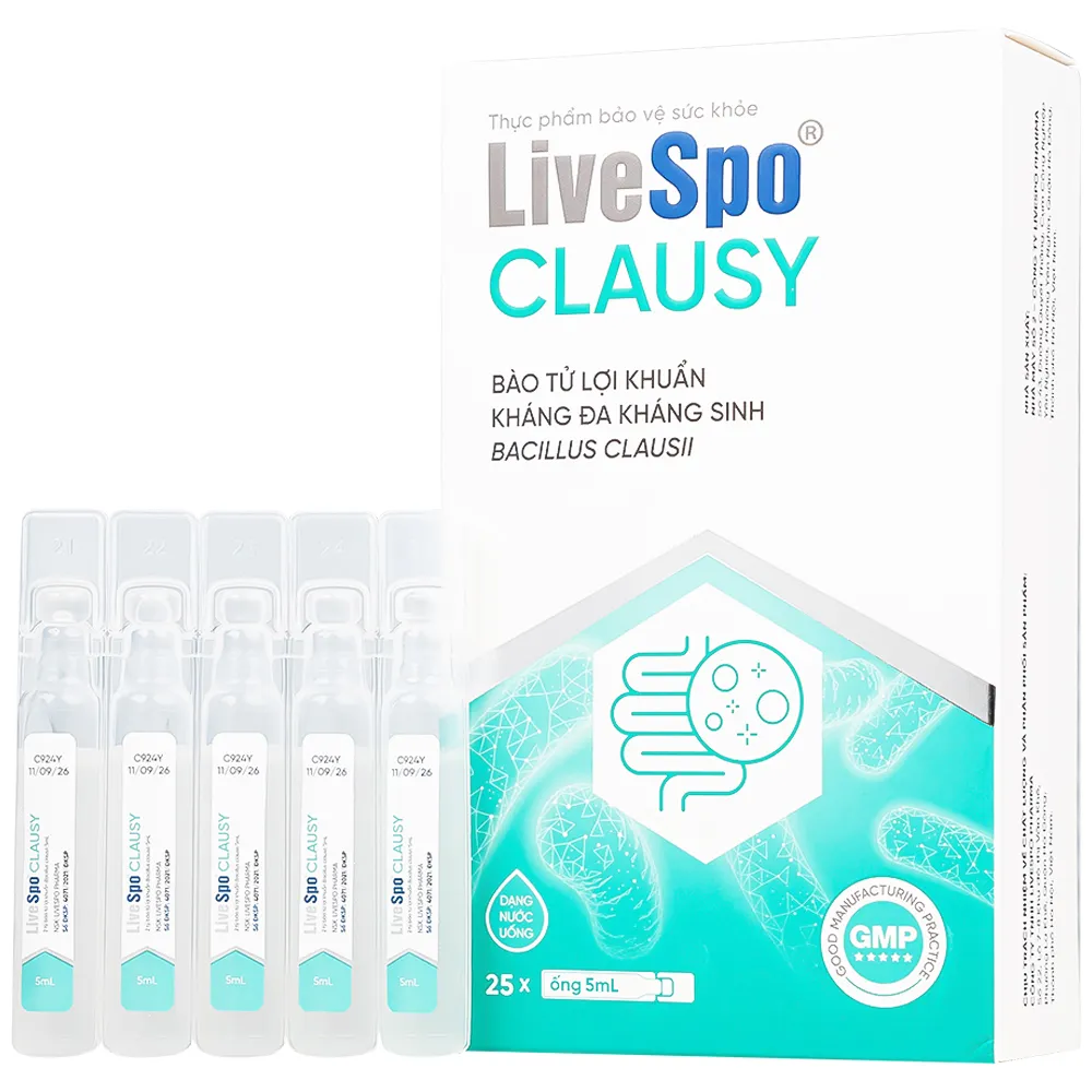 LIVESPO CLAUSY 25 ỐNG X 5ML - BÀO TỬ LỢI KHUẨN KHÁNG ĐA KHÁNG SINH