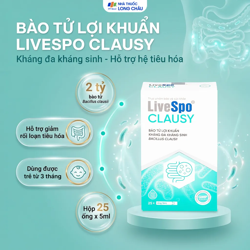 LIVESPO CLAUSY 25 ỐNG X 5ML - BÀO TỬ LỢI KHUẨN KHÁNG ĐA KHÁNG SINH 2