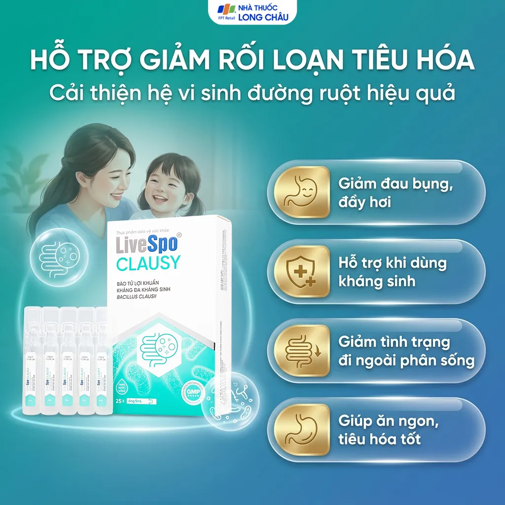 LIVESPO CLAUSY 25 ỐNG X 5ML - BÀO TỬ LỢI KHUẨN KHÁNG ĐA KHÁNG SINH 3