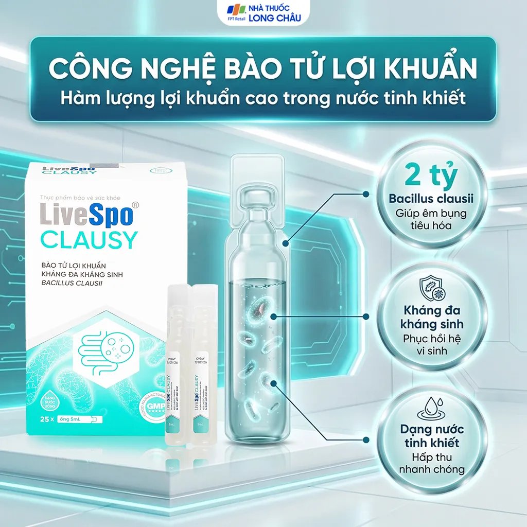 LIVESPO CLAUSY 25 ỐNG X 5ML - BÀO TỬ LỢI KHUẨN KHÁNG ĐA KHÁNG SINH 4