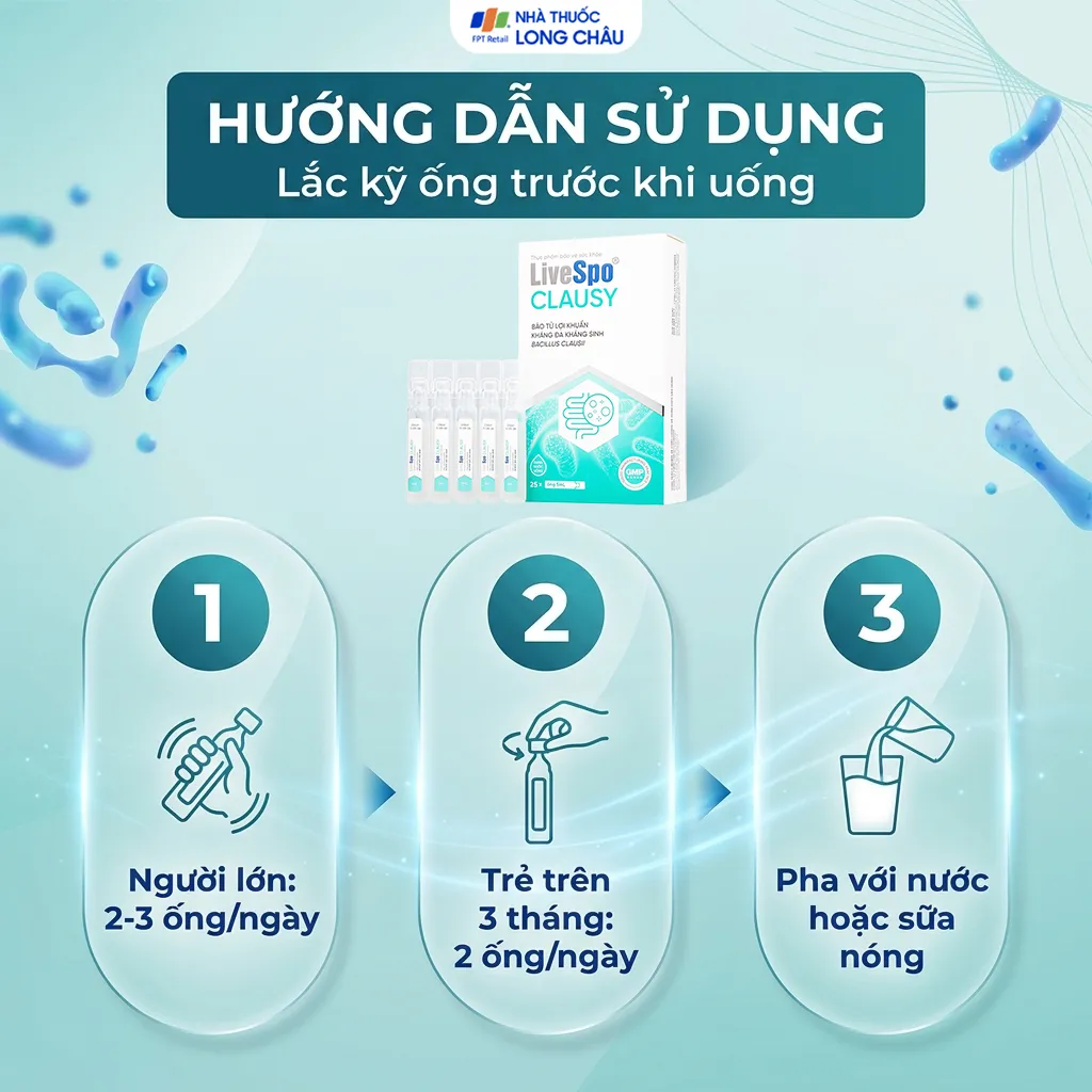 LIVESPO CLAUSY 25 ỐNG X 5ML - BÀO TỬ LỢI KHUẨN KHÁNG ĐA KHÁNG SINH 5