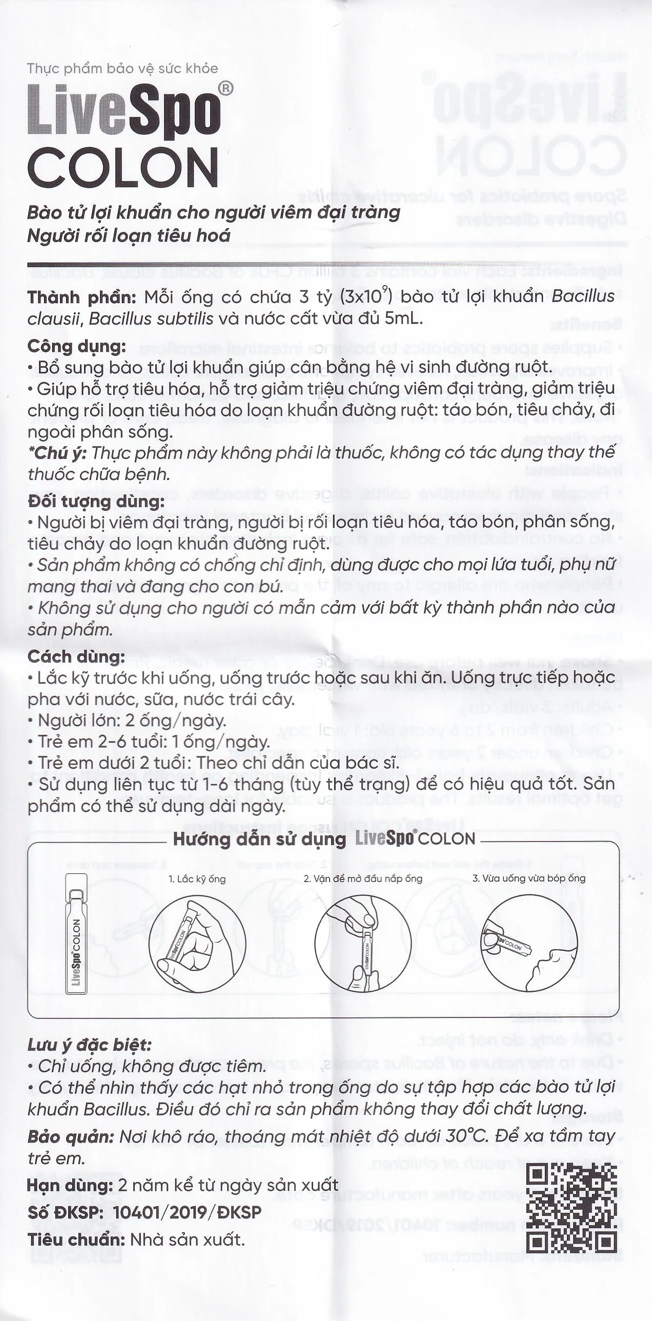 LIVESPO COLON 20 ỐNG X 5ML - BÀO TỬ LỢI KHUẨN CHO NGƯỜI VIÊM ĐẠI TRÀNG 14
