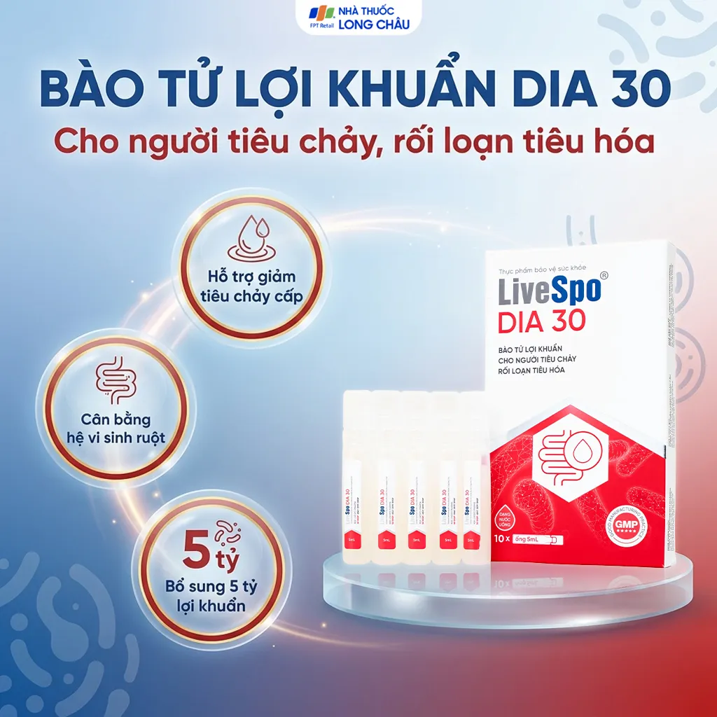 LIVESPO DIA 30 10 ỐNG X 5ML - BÀO TỬ LỢI KHUẨN CHO NGƯỜI TIÊU CHẢY, RỐI LOẠN TIÊU HÓA 2