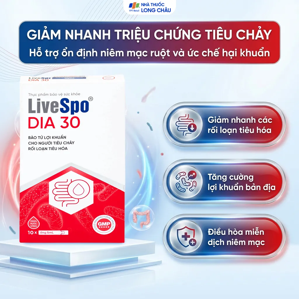 LIVESPO DIA 30 10 ỐNG X 5ML - BÀO TỬ LỢI KHUẨN CHO NGƯỜI TIÊU CHẢY, RỐI LOẠN TIÊU HÓA 4