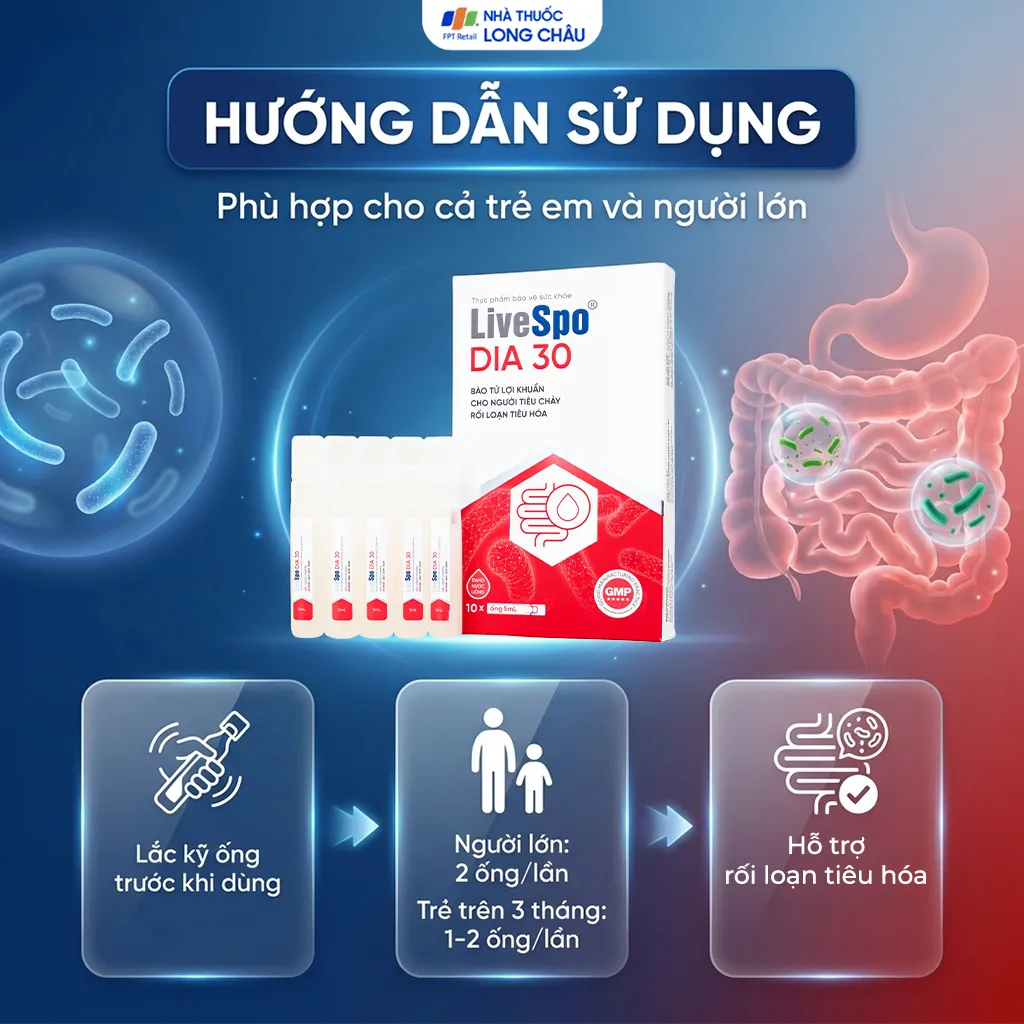 LIVESPO DIA 30 10 ỐNG X 5ML - BÀO TỬ LỢI KHUẨN CHO NGƯỜI TIÊU CHẢY, RỐI LOẠN TIÊU HÓA 5