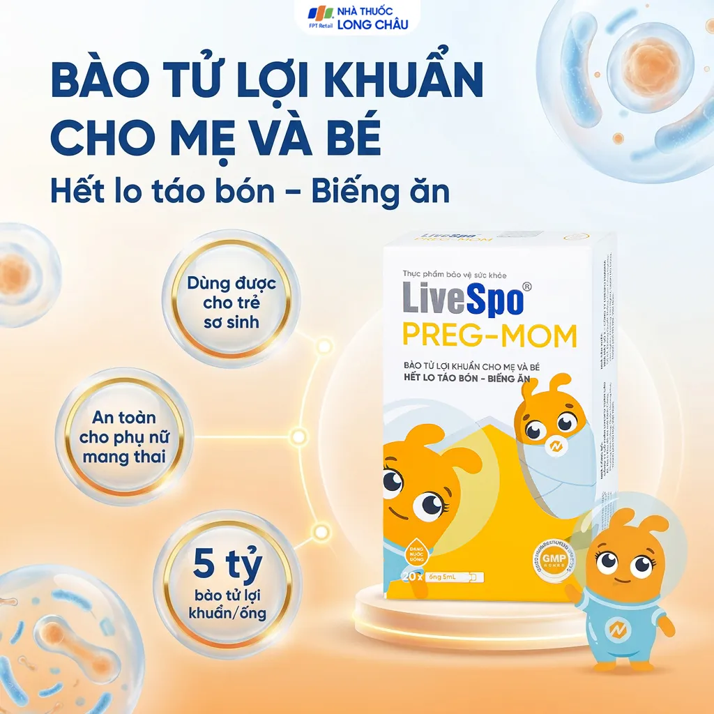 LIVESPO PREG-MOM 20 ỐNG X 5ML - BÀO TỬ LỢI KHUẨN CHO MẸ VÀ BÉ 2
