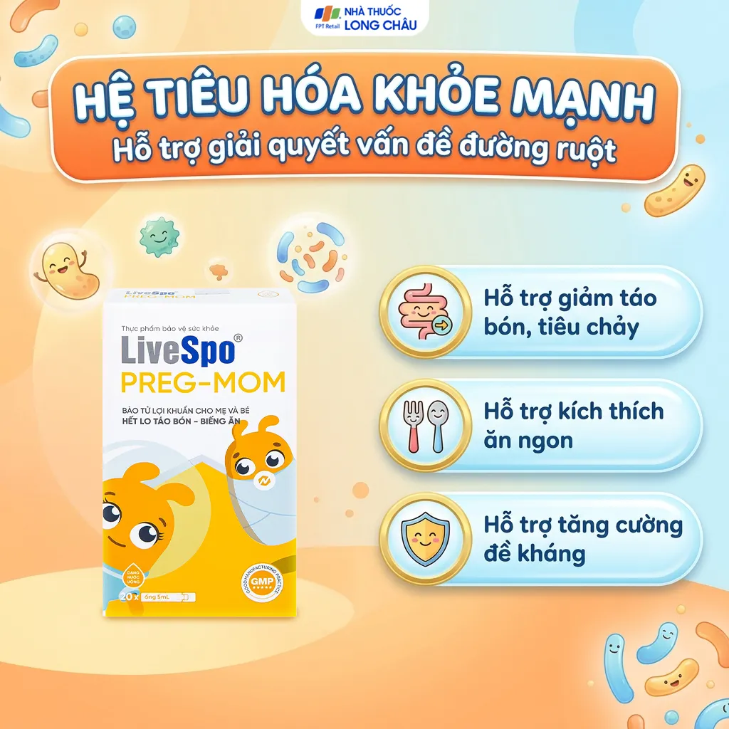 LIVESPO PREG-MOM 20 ỐNG X 5ML - BÀO TỬ LỢI KHUẨN CHO MẸ VÀ BÉ 3