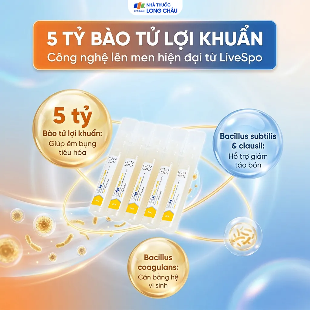 LIVESPO PREG-MOM 20 ỐNG X 5ML - BÀO TỬ LỢI KHUẨN CHO MẸ VÀ BÉ 4