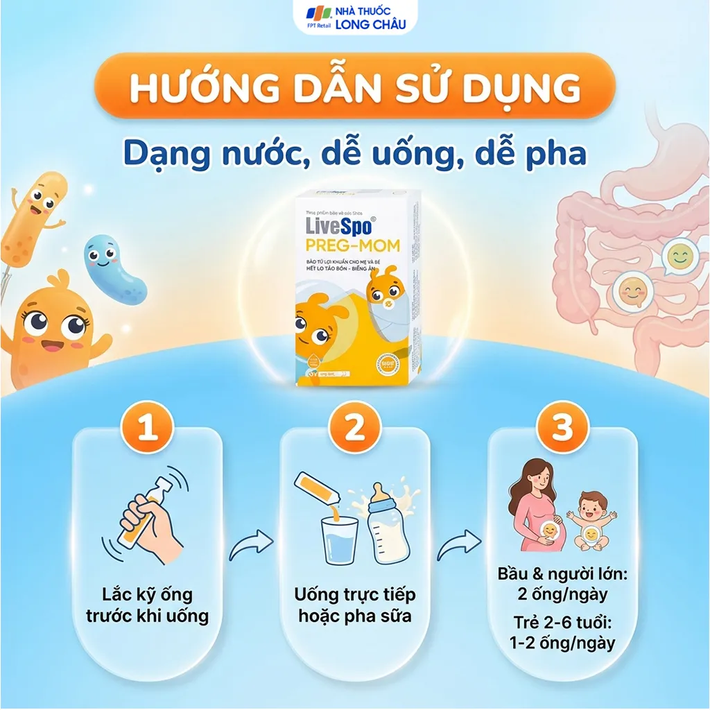 LIVESPO PREG-MOM 20 ỐNG X 5ML - BÀO TỬ LỢI KHUẨN CHO MẸ VÀ BÉ 5