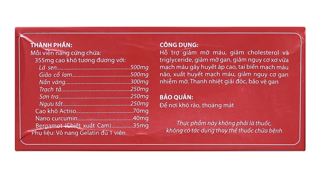 Mỡ máu Tâm Bình (hộp 60 viên) hỗ trợ giảm mỡ máu, mỡ gan, xơ vữa động mạch 5