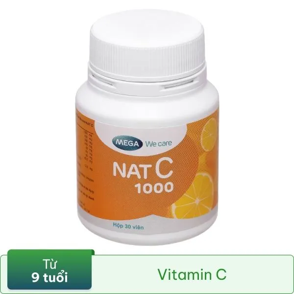 Mega We Care Nat C hỗ trợ tăng cường sức đề kháng lọ 30 viên