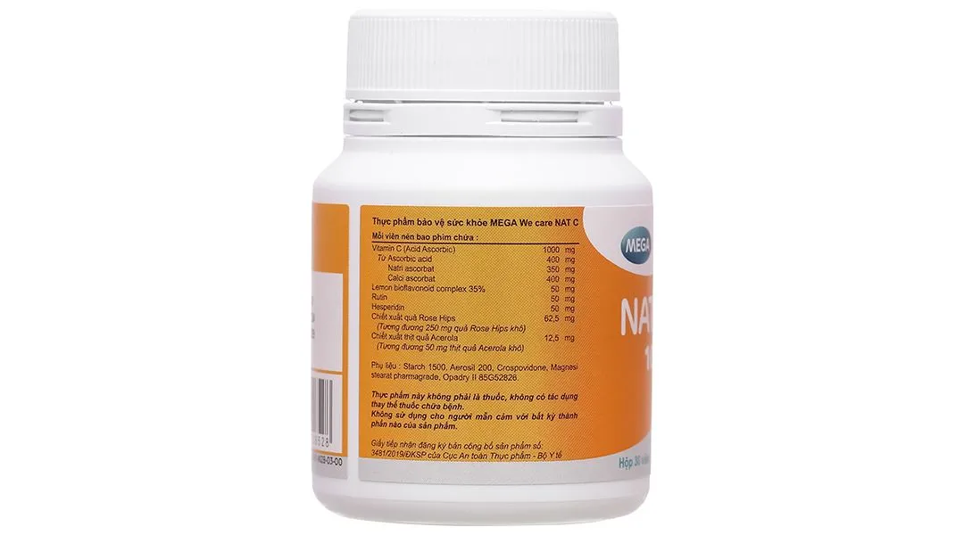 Mega We Care Nat C hỗ trợ tăng cường sức đề kháng lọ 30 viên 3