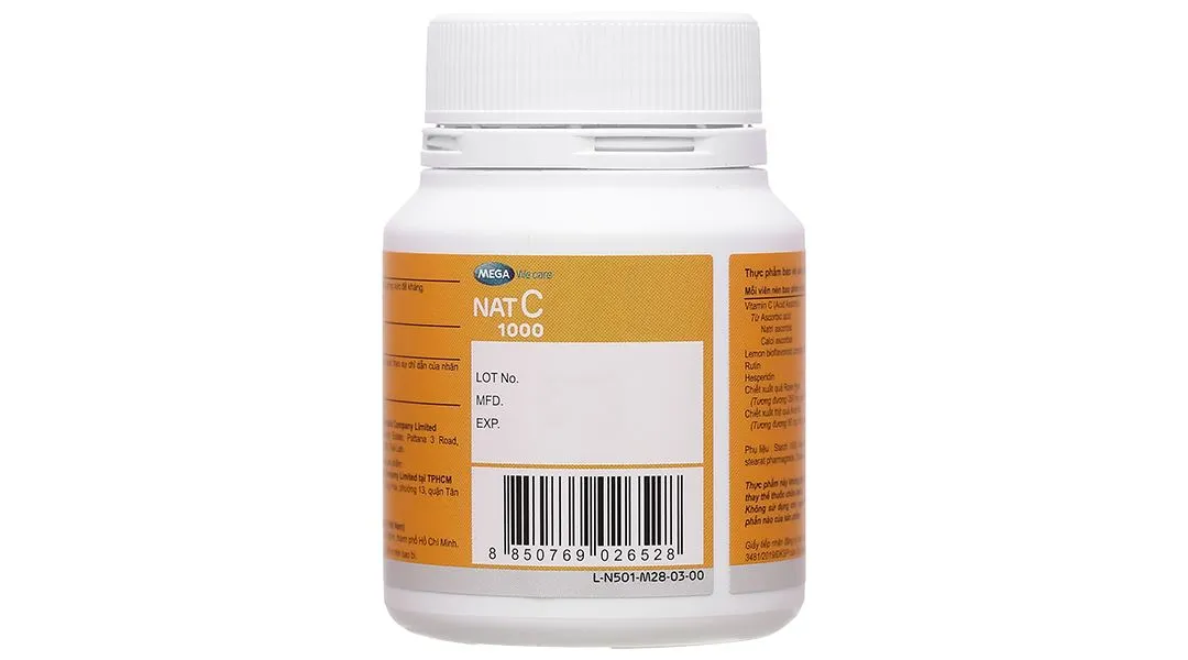 Mega We Care Nat C hỗ trợ tăng cường sức đề kháng lọ 30 viên 5
