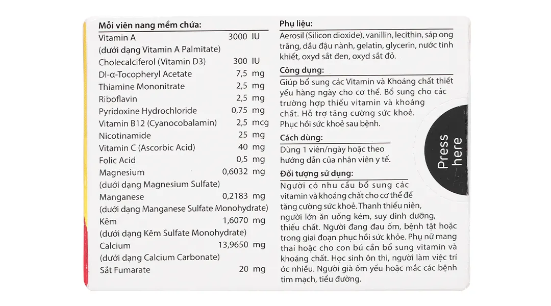 Mega We Care Wevitz bổ sung vitamin, khoáng chất thiết yếu hộp 50 viên 4