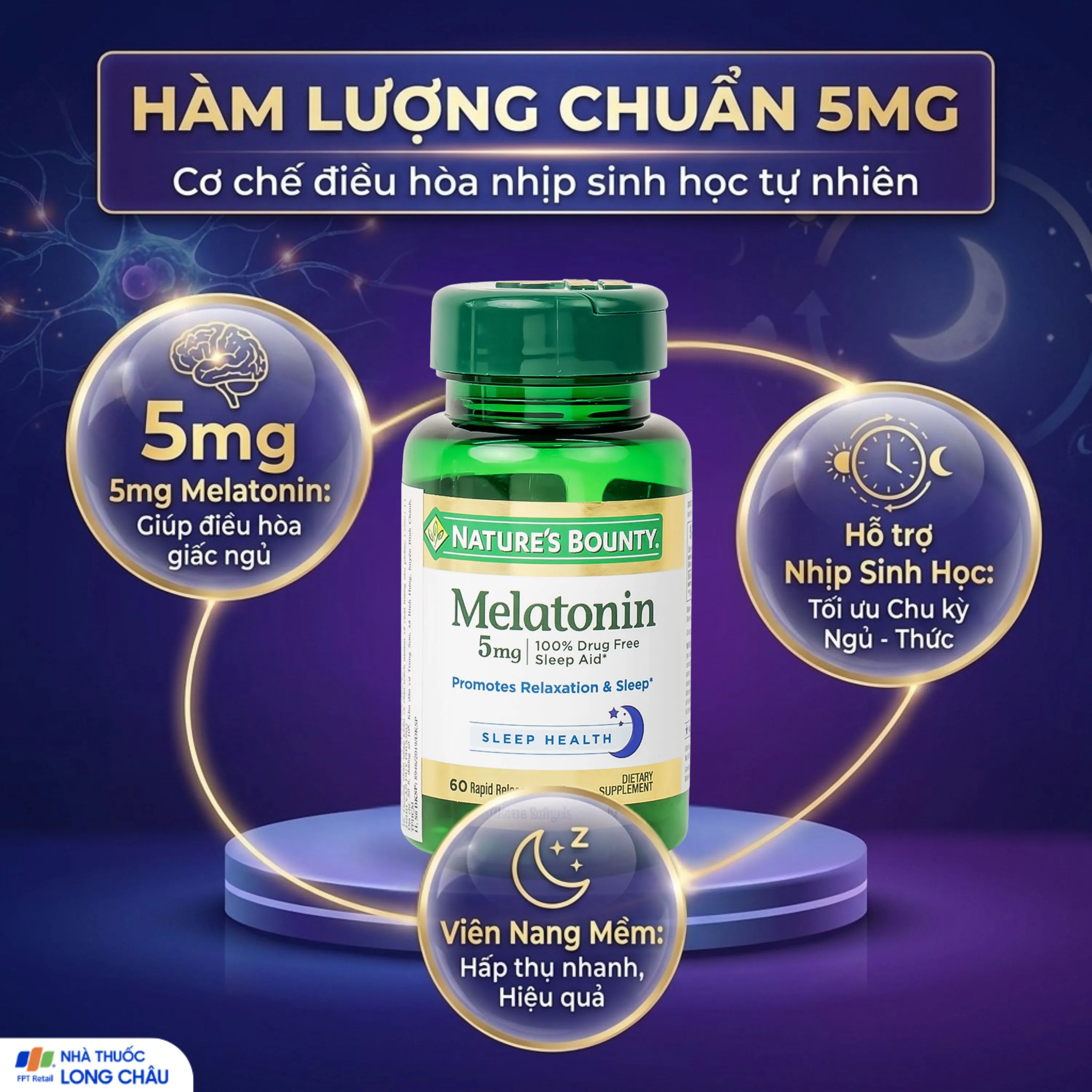 MELATONIN 5MG NATURES BOUNTY 60V 3
