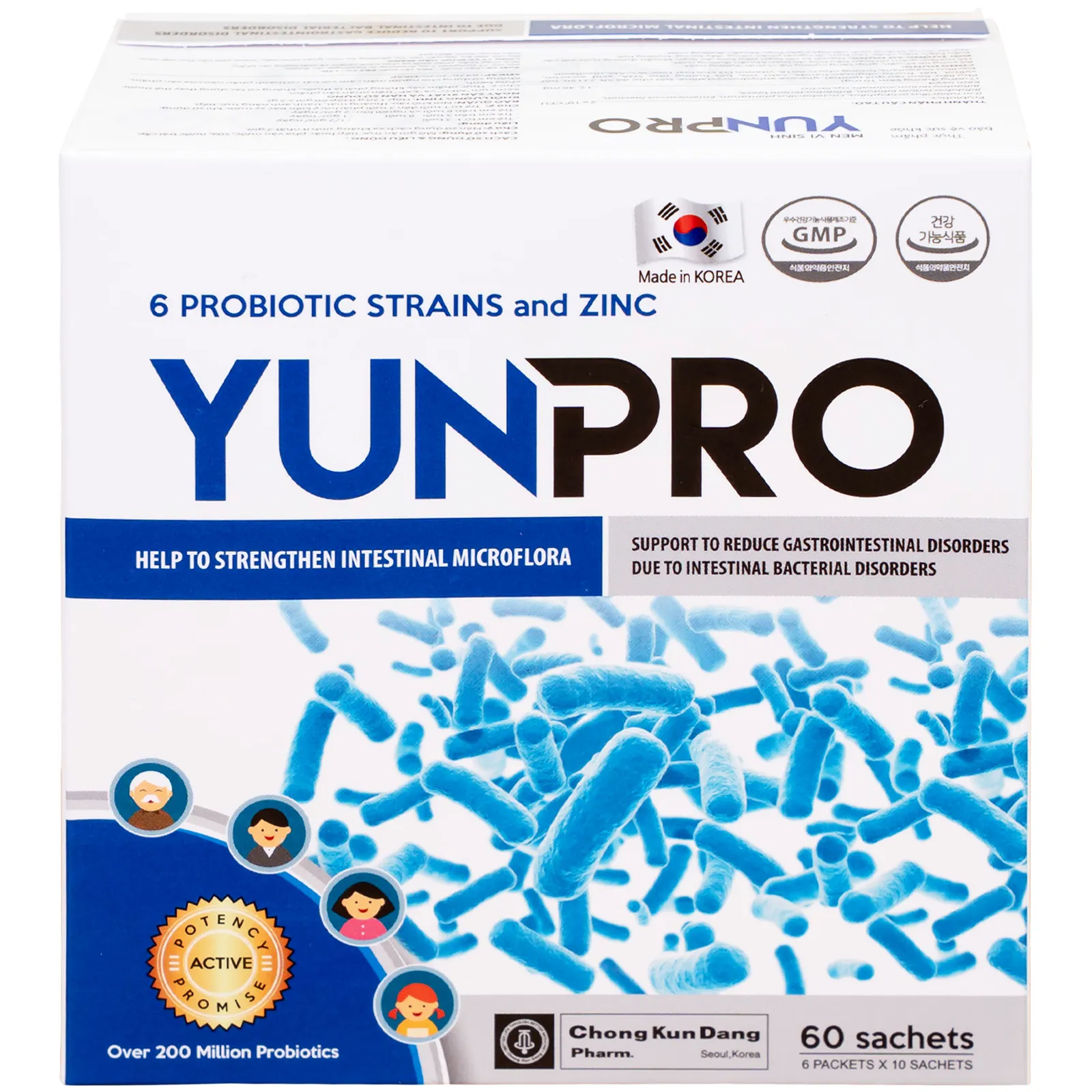 MEN VI SINH BỔ SUNG LỢI KHUẨN YUNPRO 60 GÓI