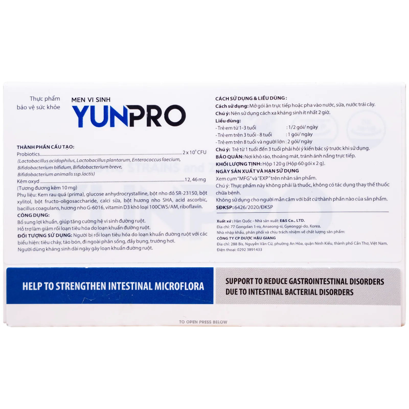 MEN VI SINH BỔ SUNG LỢI KHUẨN YUNPRO 60 GÓI 13