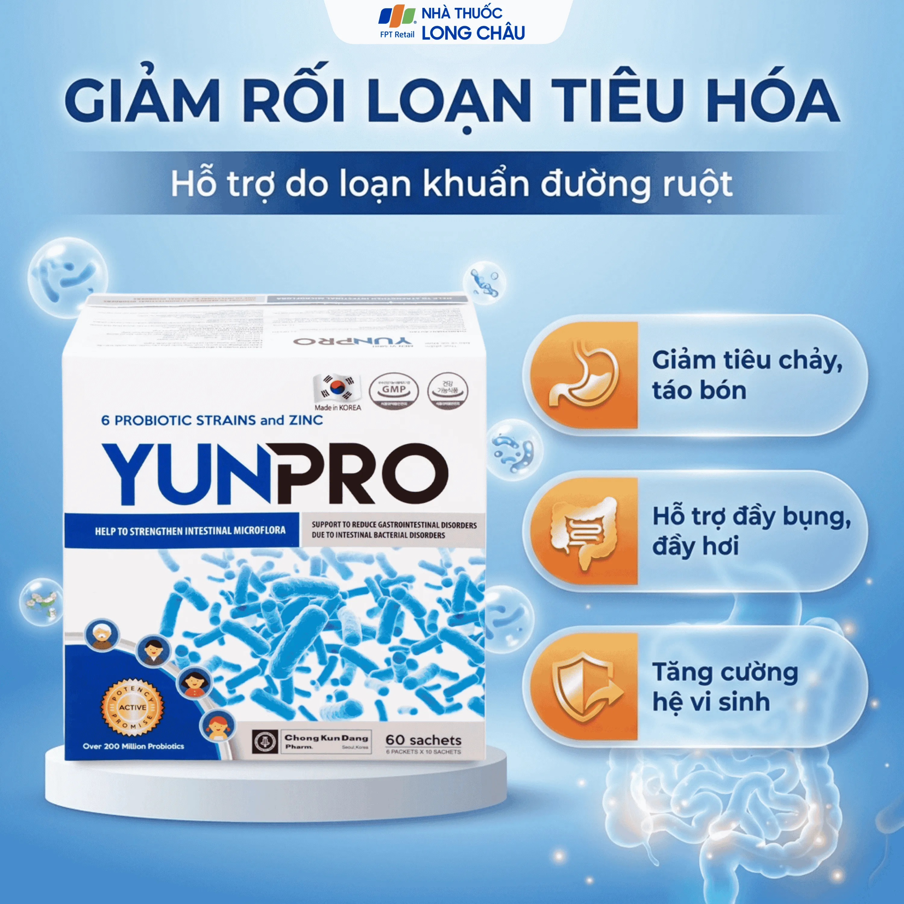 MEN VI SINH BỔ SUNG LỢI KHUẨN YUNPRO 60 GÓI 4