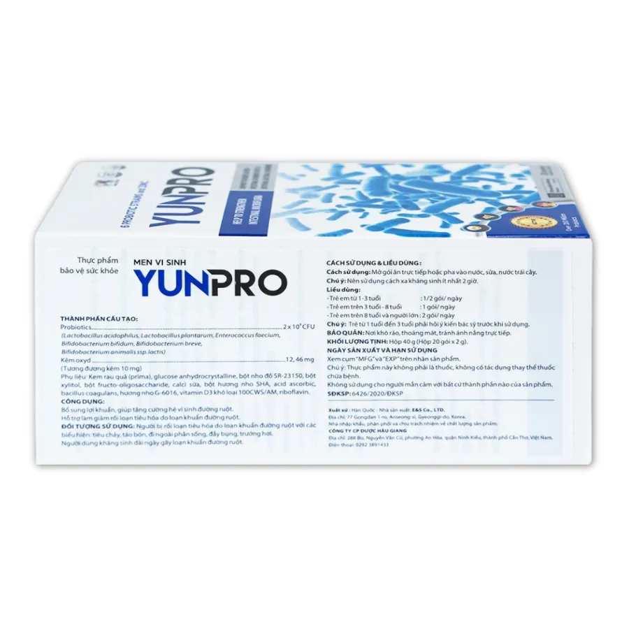 Men vi sinh Yunpro 2g DHG Pharma cân bằng hệ vi sinh đường ruột, giảm rối loạn tiêu hóa (20 gói) 3