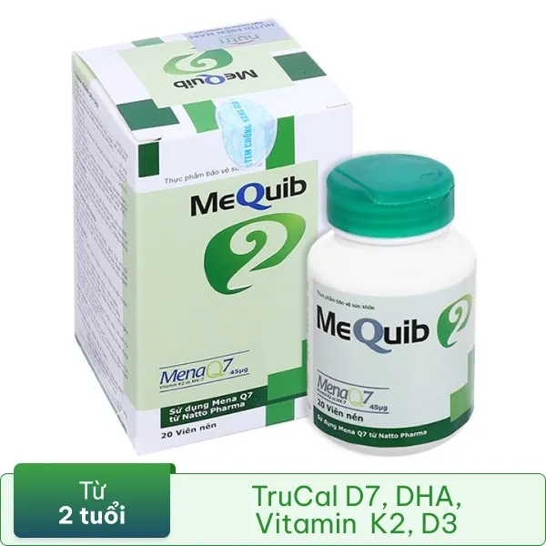 Mequib 2 hỗ trợ xương, răng chắc khỏe, giảm nguy cơ thiếu canxi lọ 20 viên