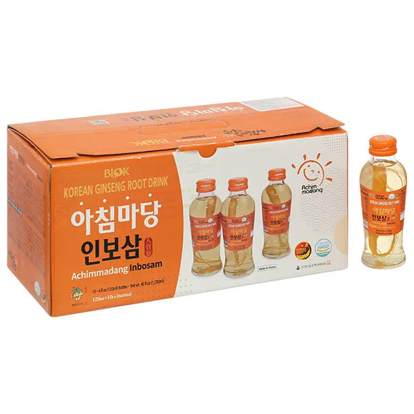 Nước sâm củ Hàn Quốc Achimmadang BIOK Korea Ginseng Root Drink hộp 10 chai x 120ml