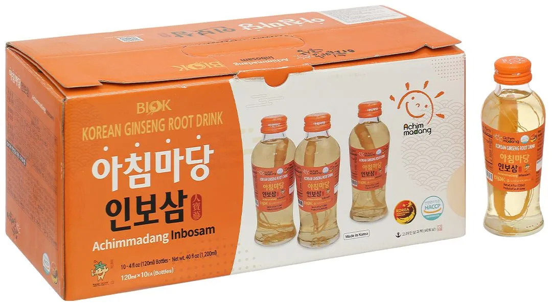 Nước sâm củ Hàn Quốc Achimmadang BIOK Korea Ginseng Root Drink hộp 10 chai x 120ml 2