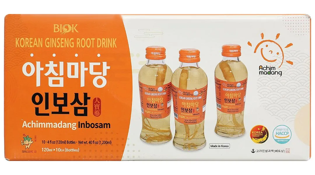 Nước sâm củ Hàn Quốc Achimmadang BIOK Korea Ginseng Root Drink hộp 10 chai x 120ml 3