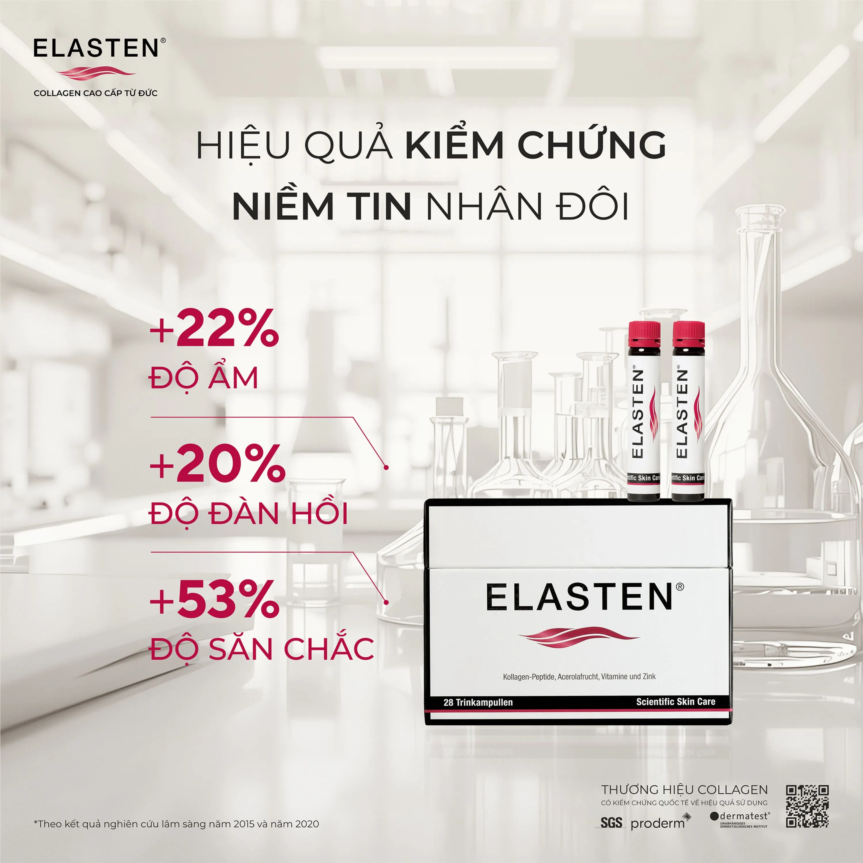 NƯỚC UỐNG BỔ SUNG COLLAGEN, GIÚP GIẢM LÃO HÓA DA ELASTEN 28+2 ỐNG X 25ML 5