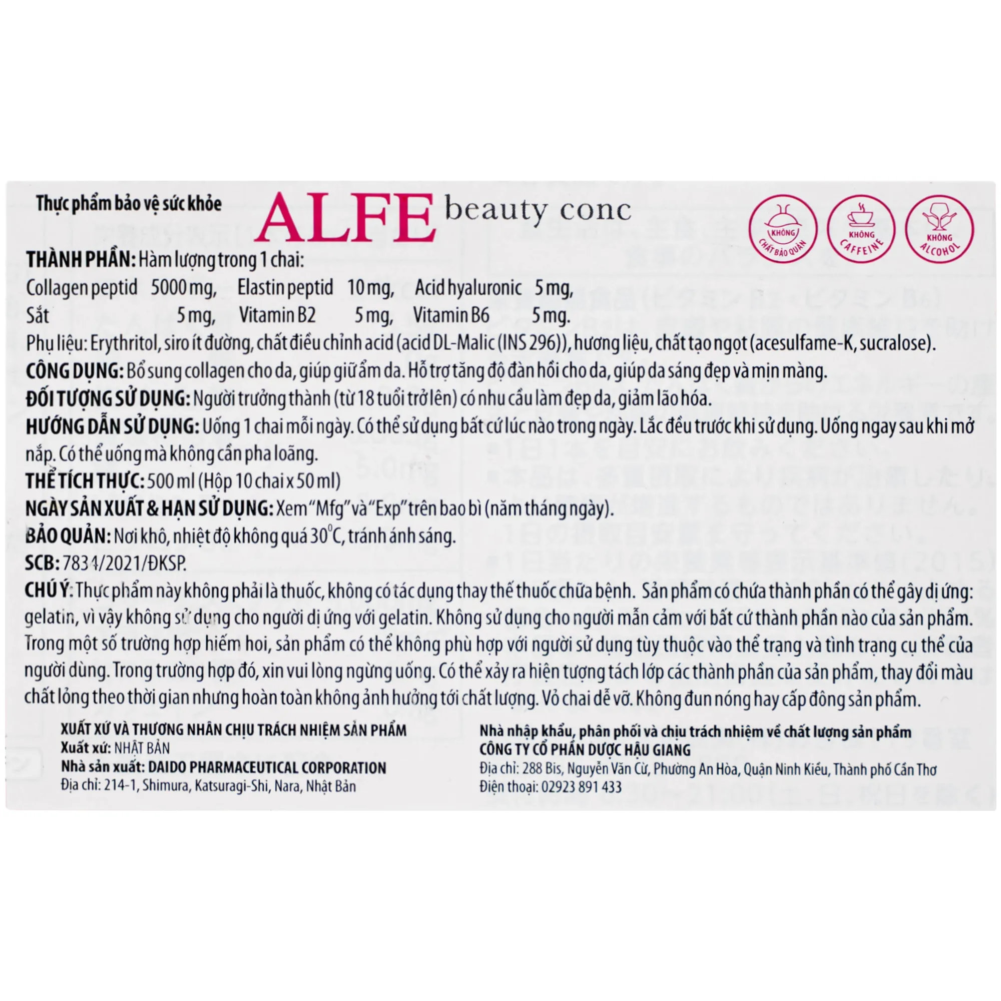 NƯỚC UỐNG BỔ SUNG COLLAGEN ALFE BEAUTY CONC TAISHO 10 CHAI X 50ML 7