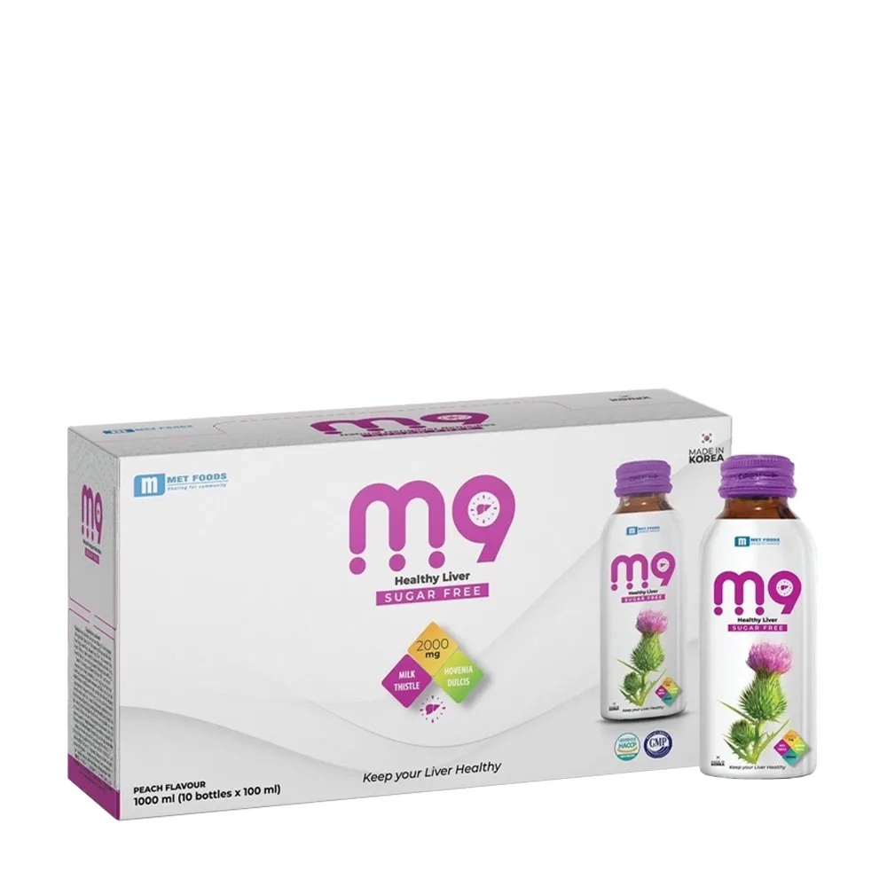 Nước uống bảo vệ gan Met Foods M9 giải độc và phục hồi gan (Hộp 10 chai x 100ml)